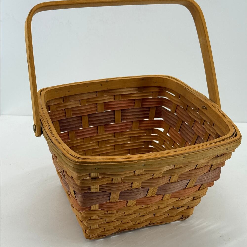 Square Woven Basket Tapered Market Basket Vintage Farmhouse Country Decor